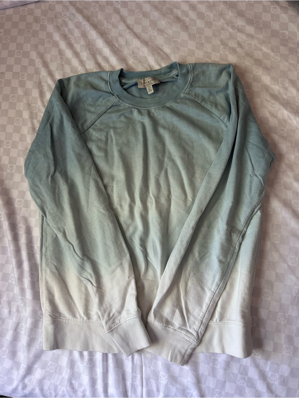 Lucky Brand Ombré Blue Raglan Crewneck Sweatshirt
